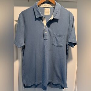🥏⚡️Billy Reid Men’s Short Sleeve Polo Shirt | Medium | Faded Blue Cotton Piqué👕